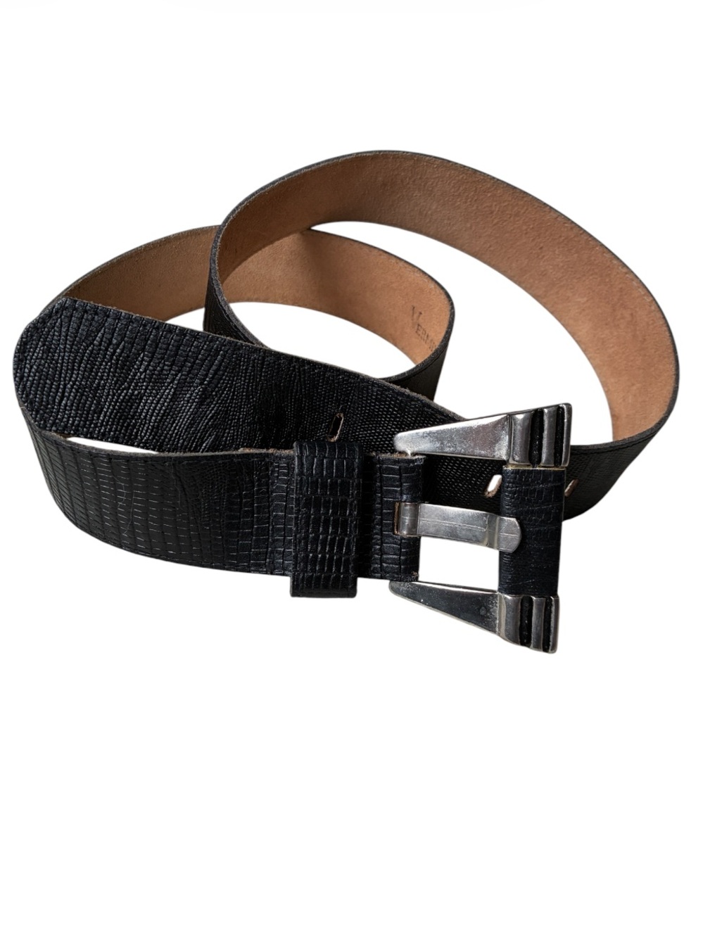 Vermillion Vintage 80s Women's Black Leather Belt Made in Canada 🇨🇦 Size Large